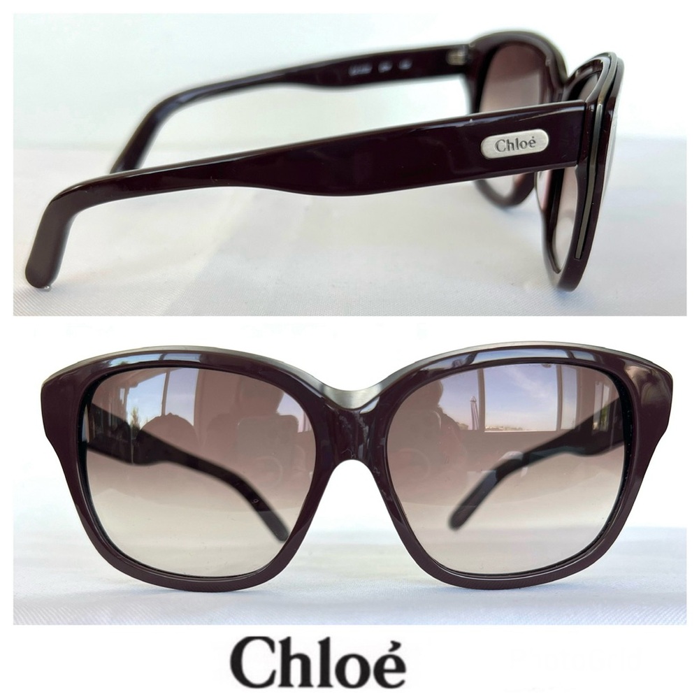 CHLOÈ CL 2138 C03 135 Brown Gradient Lens Brown Silver Frame Cat Eye Sunglasses
